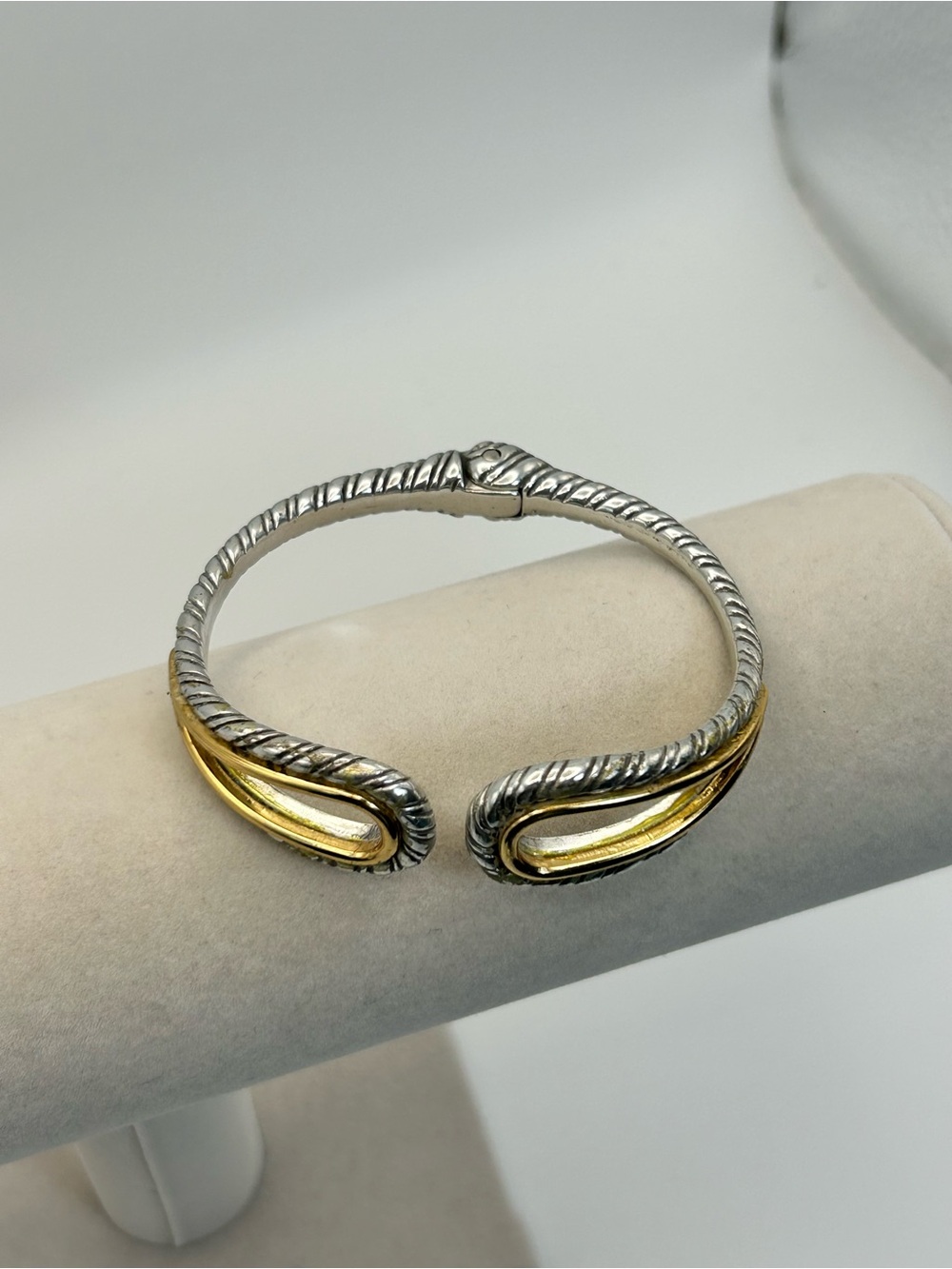 Brighton Hinged Open Cuff Bracelet Two-Tone Gold Silver Plated Vintage